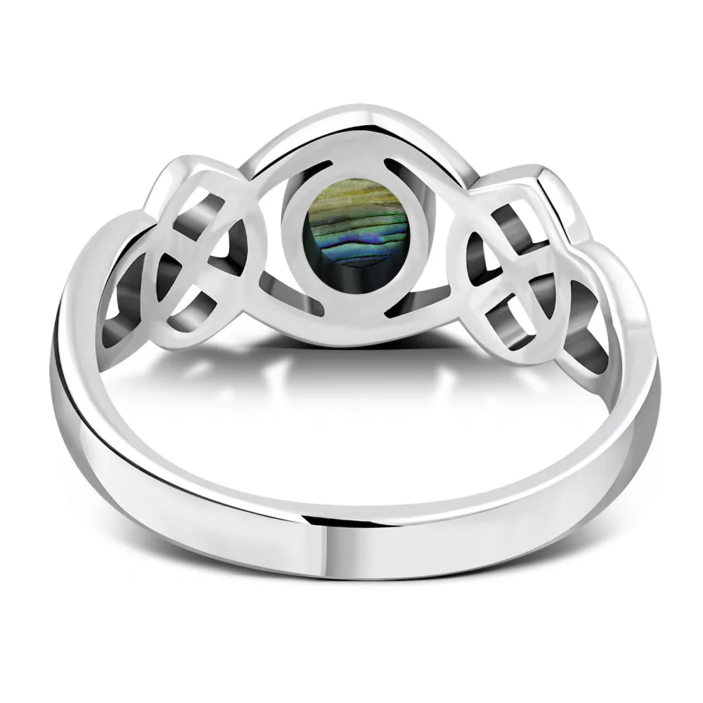 Abalone Sea Shell Celtic Knot Silver Ring