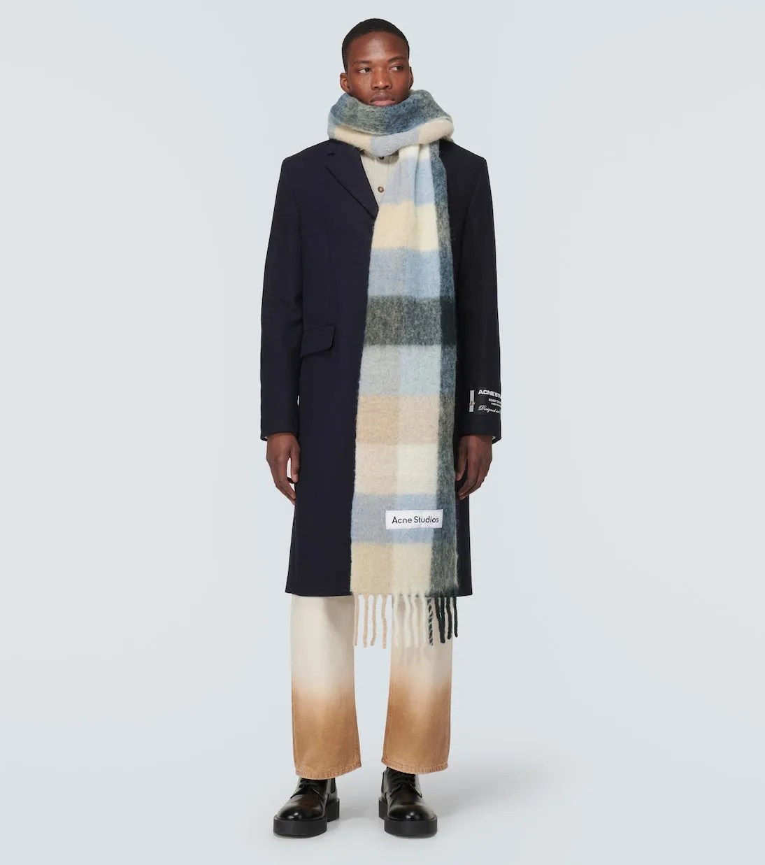 Acne Studios Wool Blend Check Scarf, Multicolor