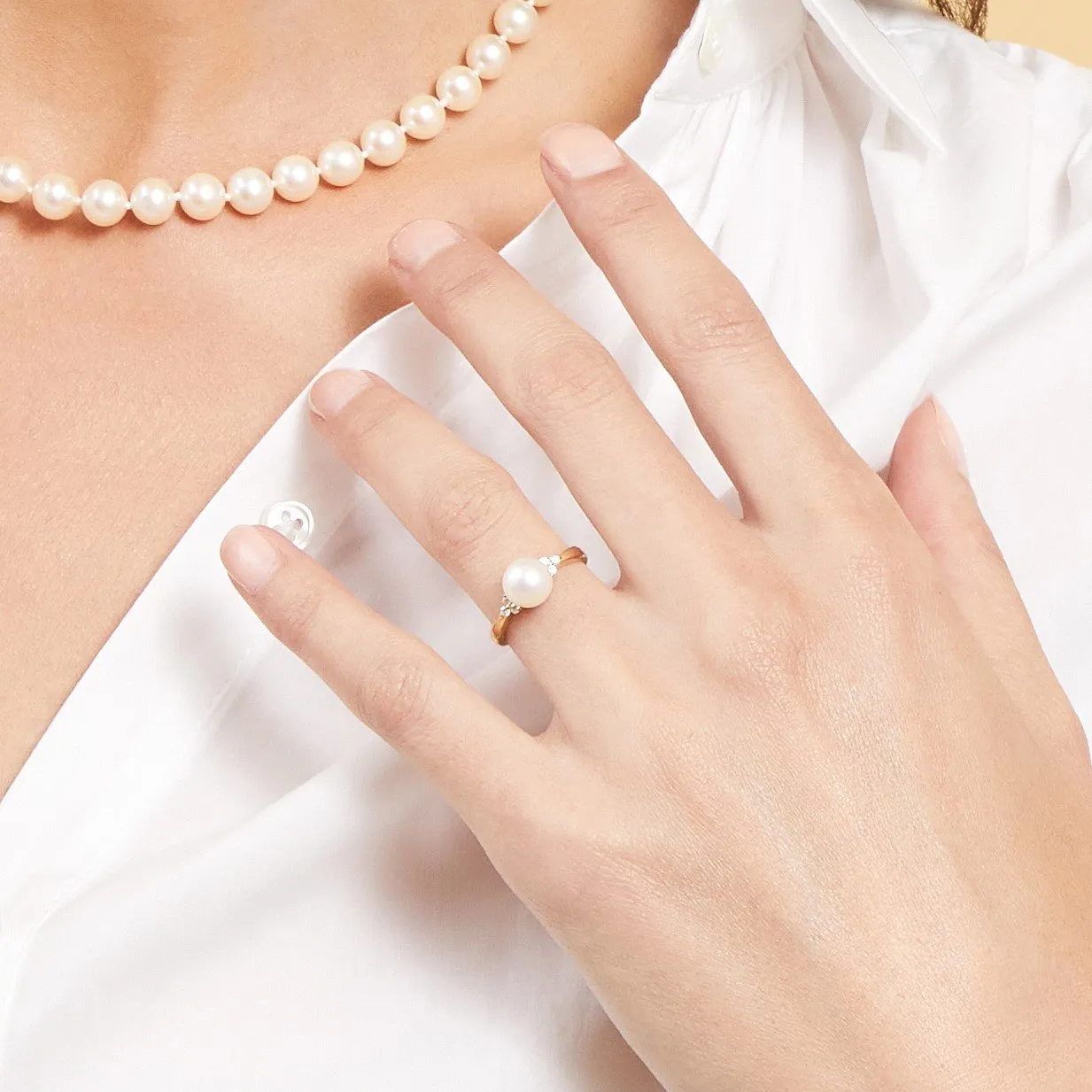 Akoya Pearl & Diamond Grace Ring