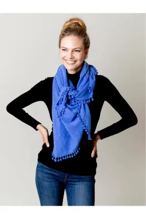 Alpine Cashmere Pom-Pom Triangle Wrap | Ocean