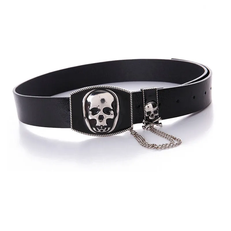 Ashore Shop Punk Belts for Women Luxury Designer Brand Pu Leather Skull