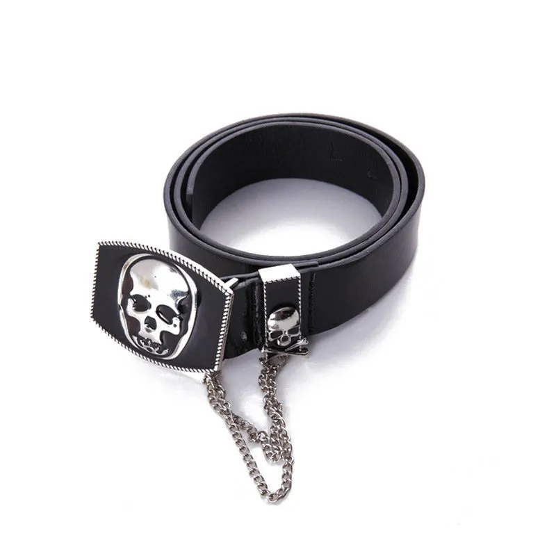 Ashore Shop Punk Belts for Women Luxury Designer Brand Pu Leather Skull