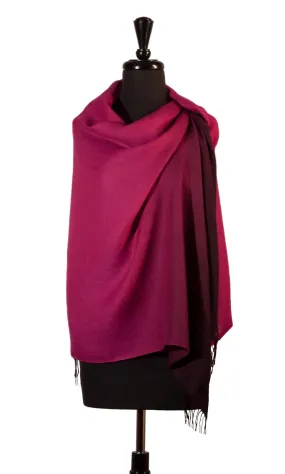 Baby Alpaca & Silk Shawl Two-toned Degrade - Dip Dyed in Magenta