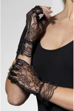 Black Lace Fingerless Gloves