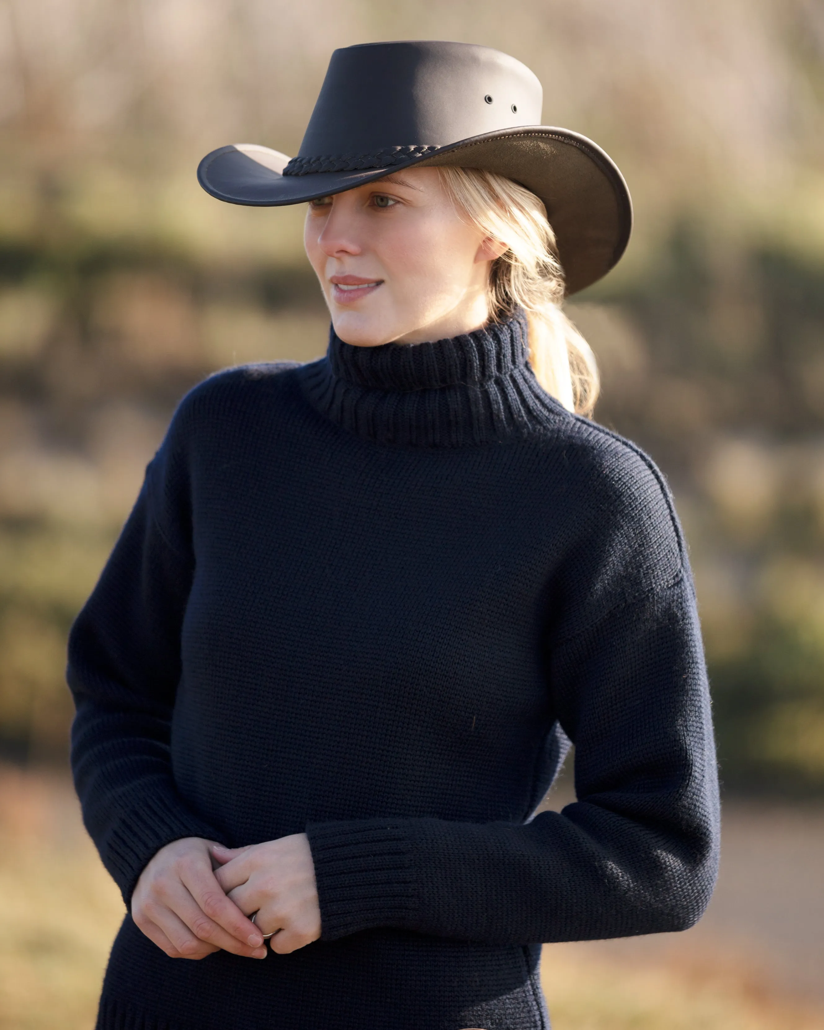 Brown Australian leather hat