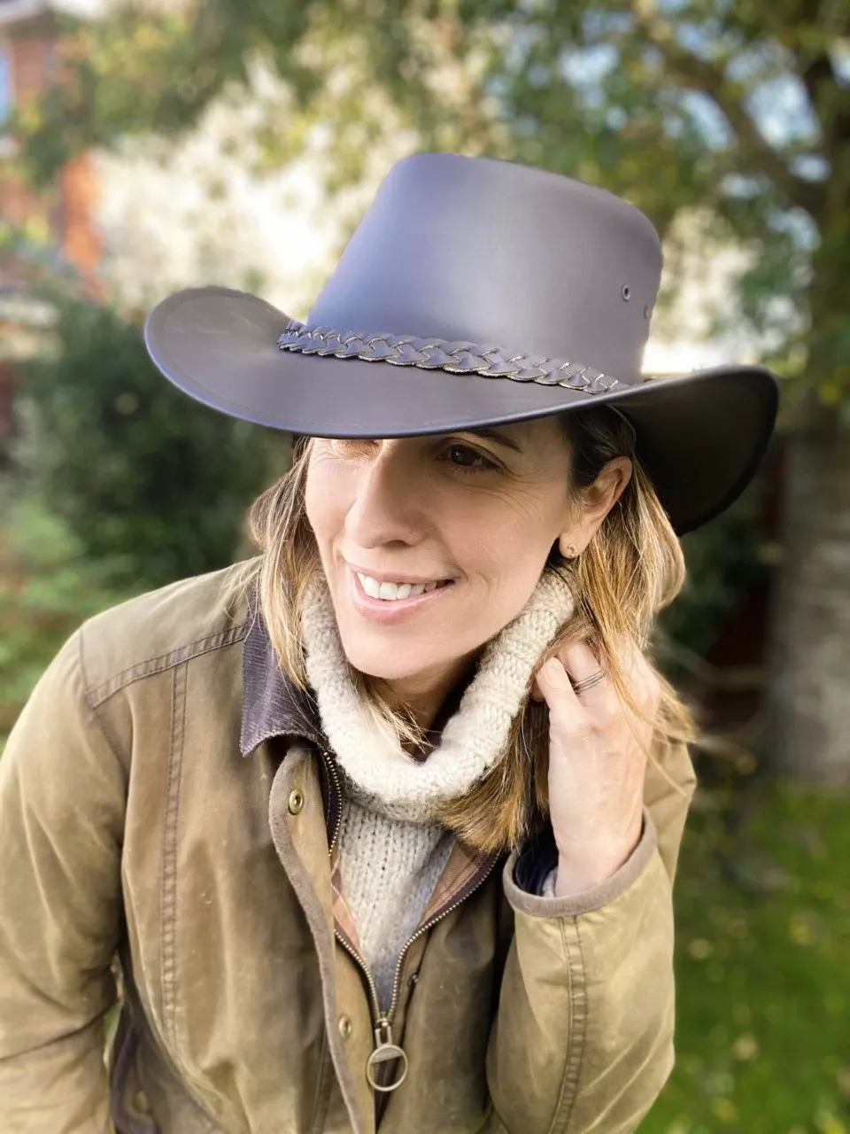 Brown Australian leather hat