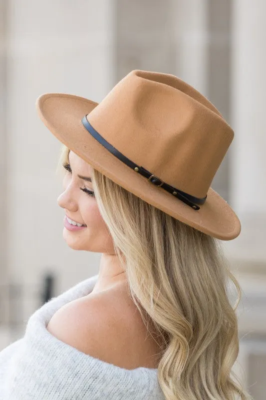 Caramel Buckle Accent Fedora