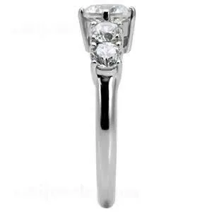 CJ7688OS Wholesale - Stainless Steel CZ Round Engagement Ring