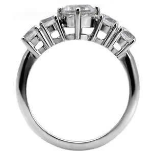 CJ7688OS Wholesale - Stainless Steel CZ Round Engagement Ring