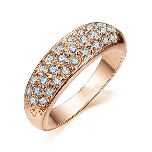 Classic anillos mujer bague aros Rose Gold Plated Rhinestones Studded Finger Rings