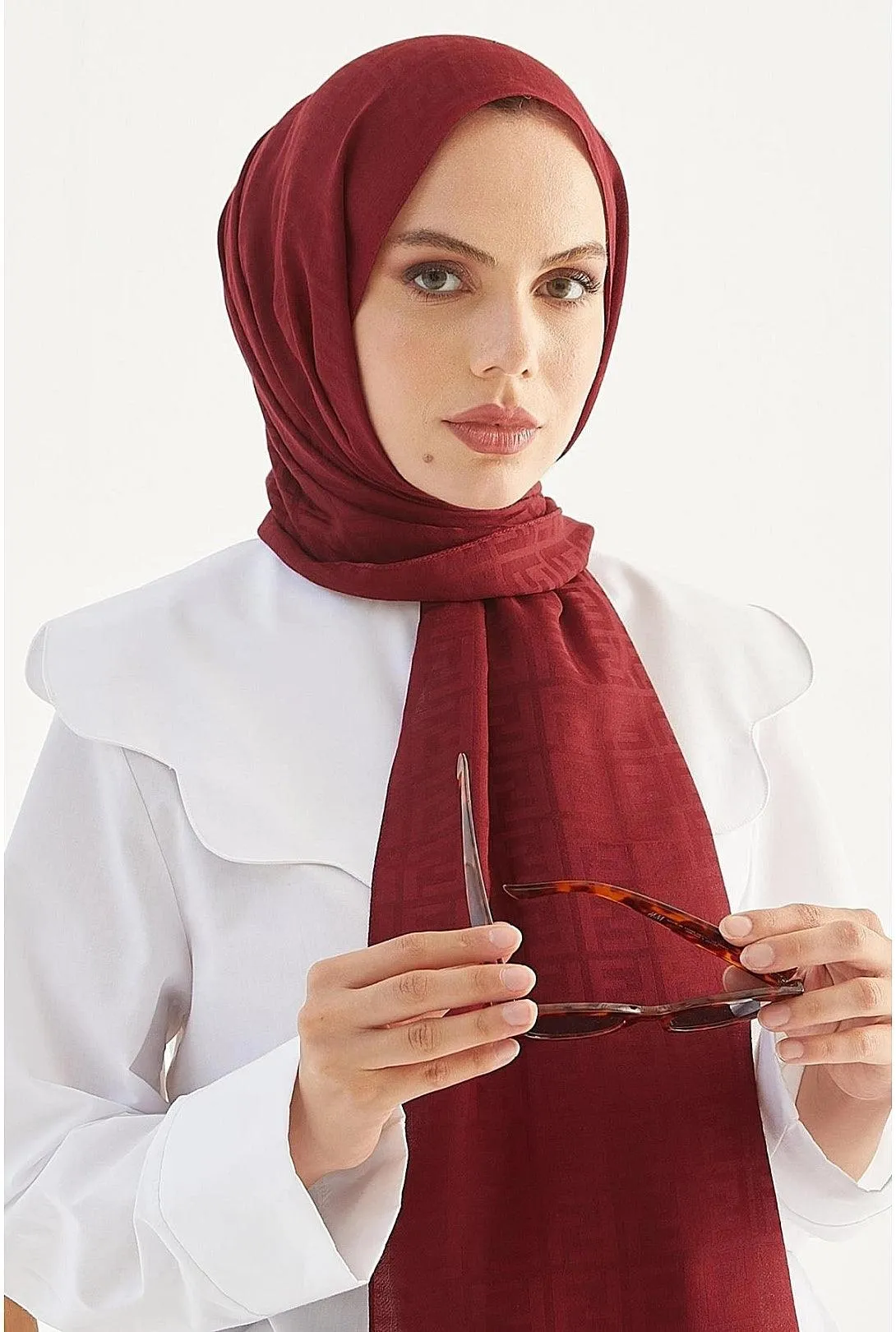 Cotton Hijab Scarf Shawl for Muslim Women -  Claret Red