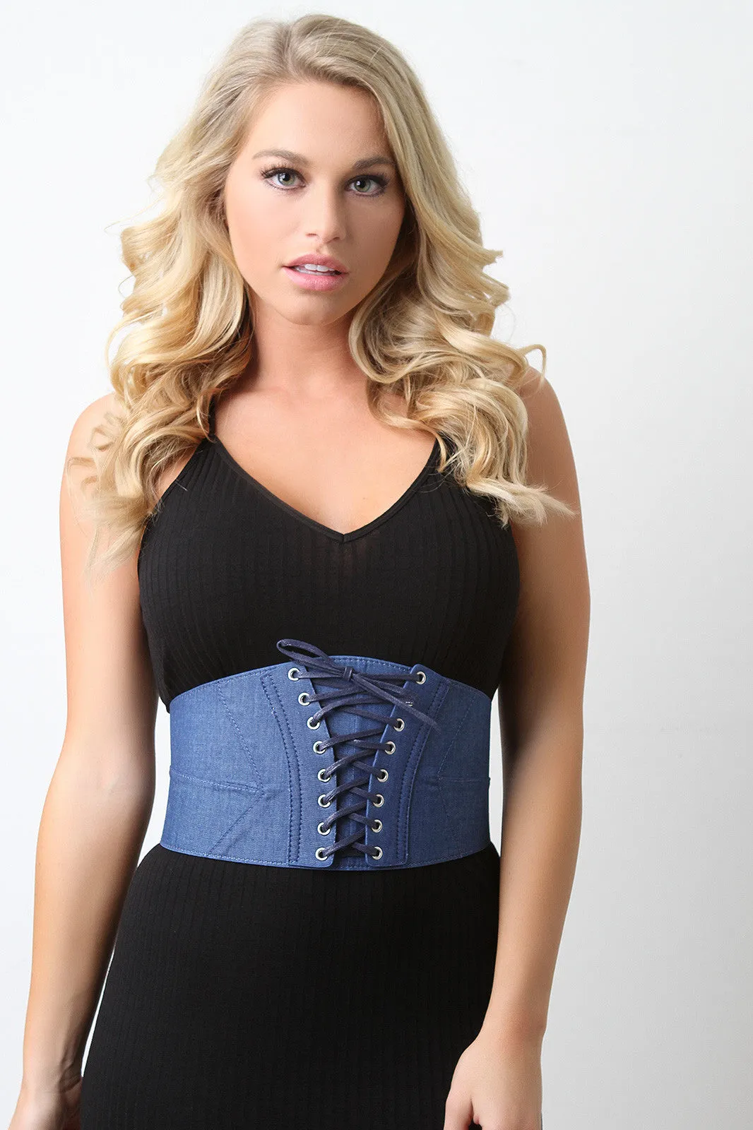 Denim Corset Lace Up Belt