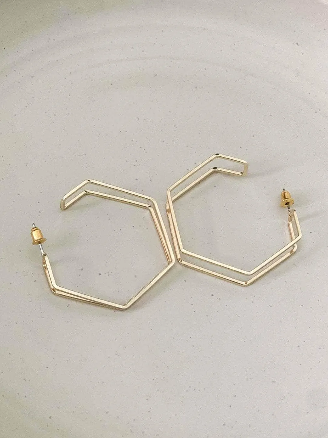 Double Layered Hexagon Earrings