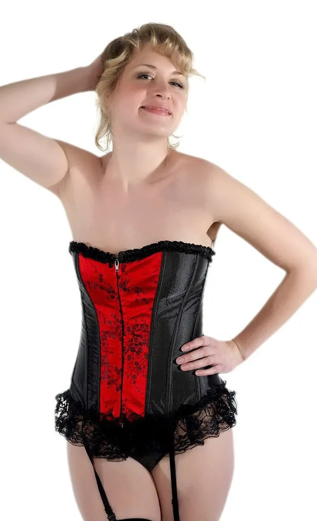 Elegant Black Red Lace Zipper Valentine Corset Top