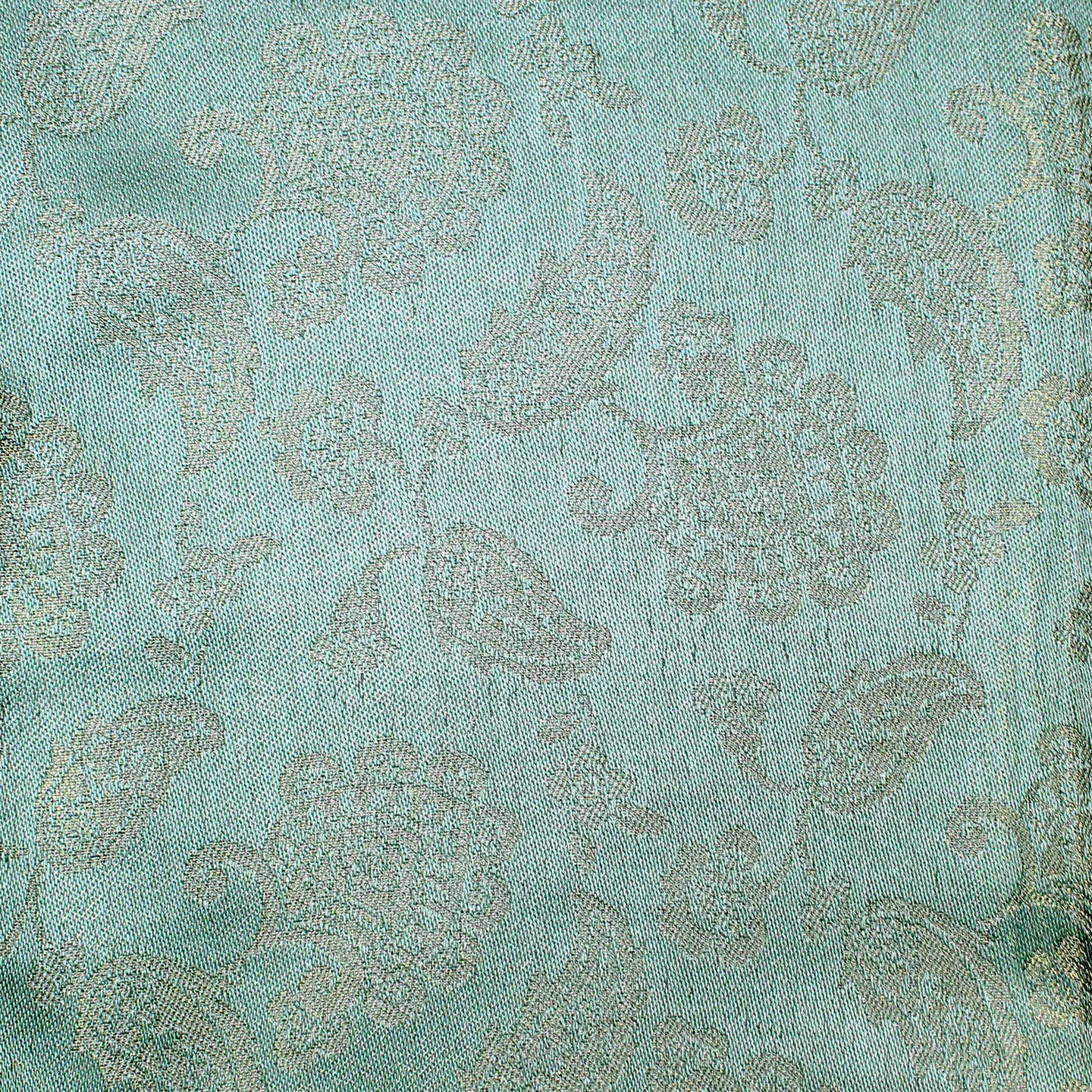 Elie Saab Scarf Light Green Floral - Extra Large Square Wool Silk Wrap