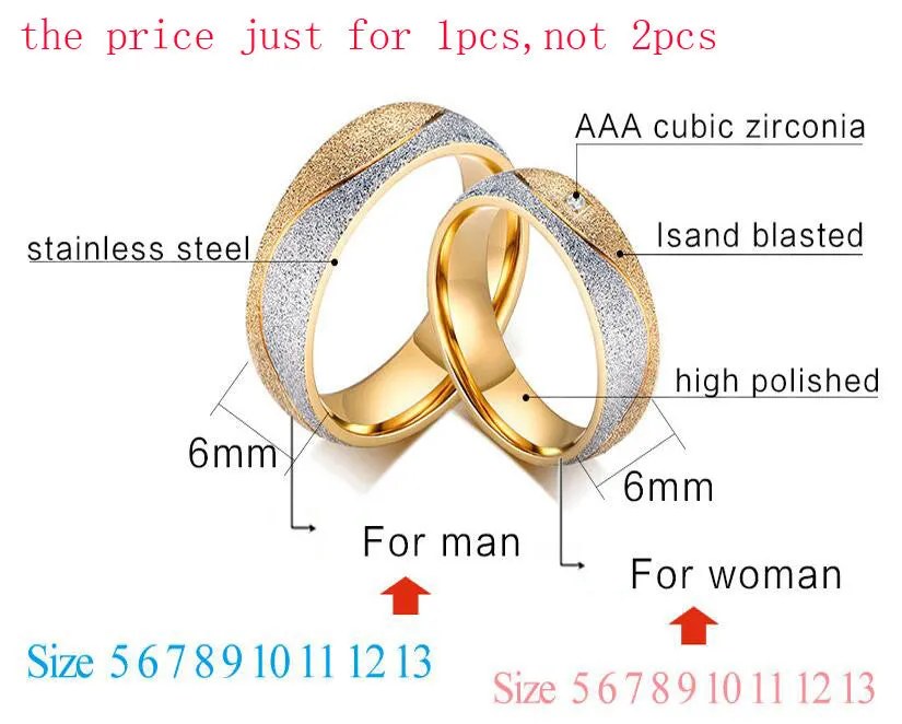 Engagement Ring For Men Women Wedding Rings Women Jewelry Wholesale 18K Gold Plated Stainless Steel CZ Wedding Rings Jewelry