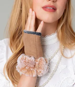 Fingerless gloves with faux fur trim Women