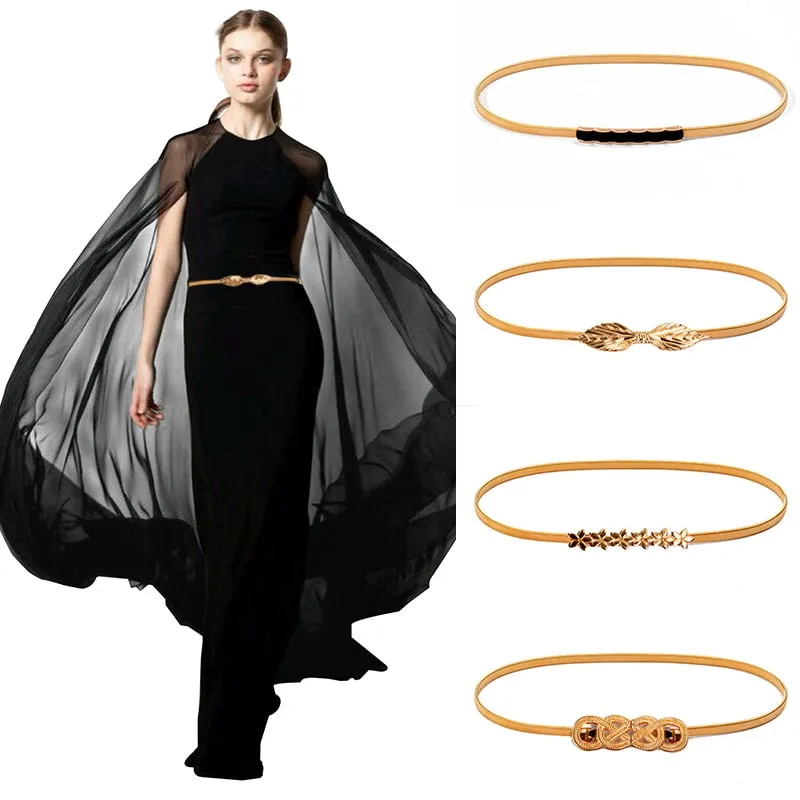 Flower Leaf Shape Wedding Designer Elastic Belts Women Girl Stretch Skinny Waist Belt Cummerbunds Metal Female