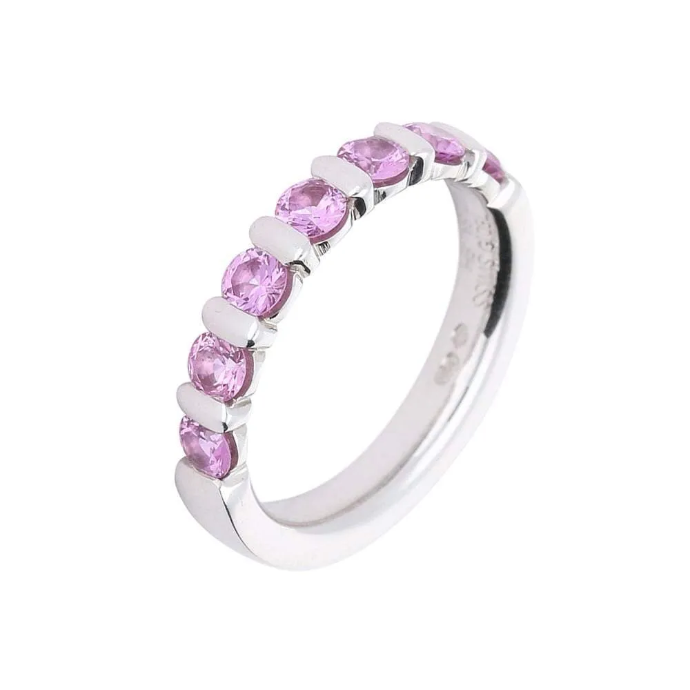 Furrer Jacot 18ct white gold pink sapphire half eternity ring