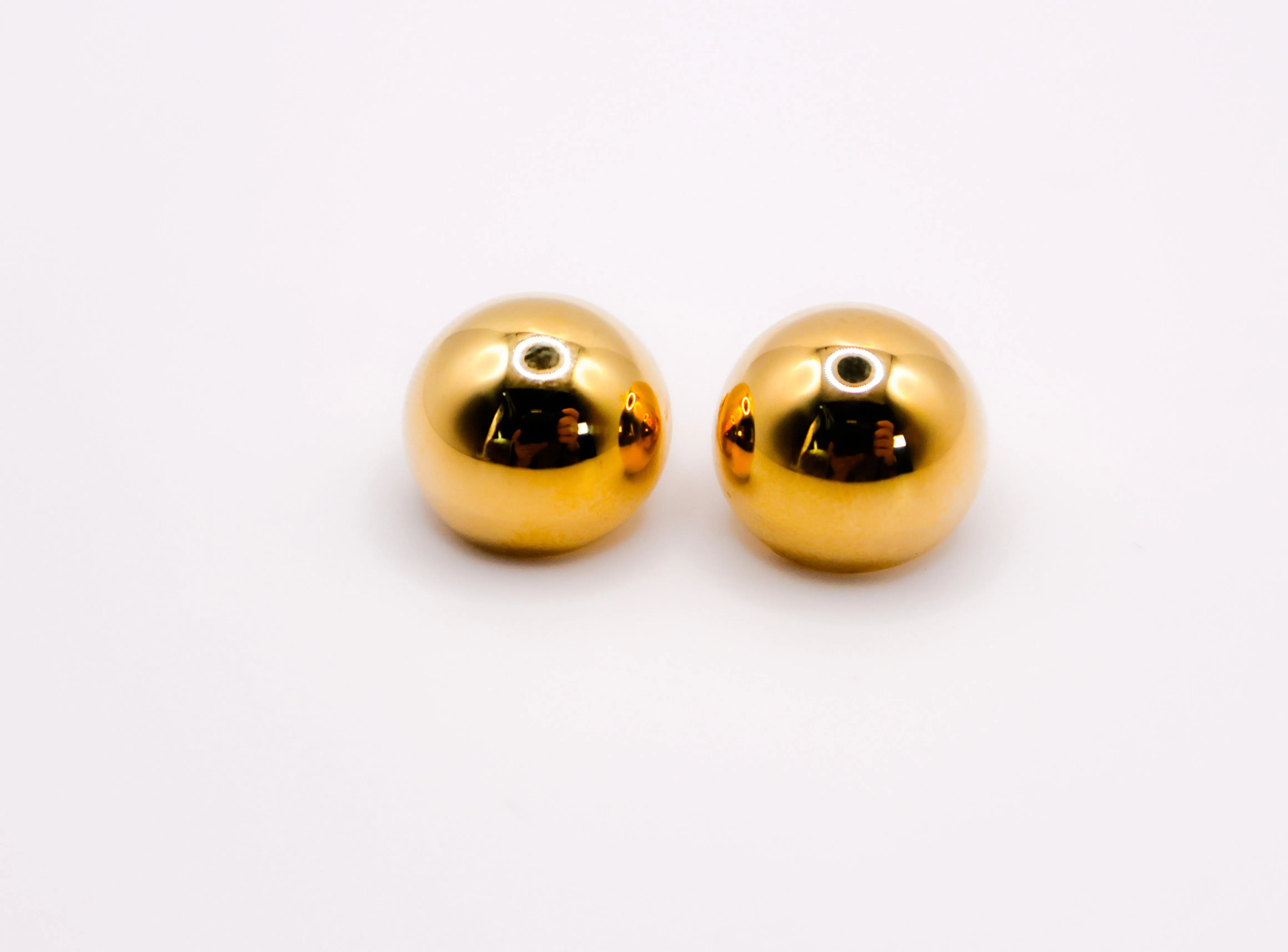 Italian Silver & Gold-Dipped Clip Ball Earrings