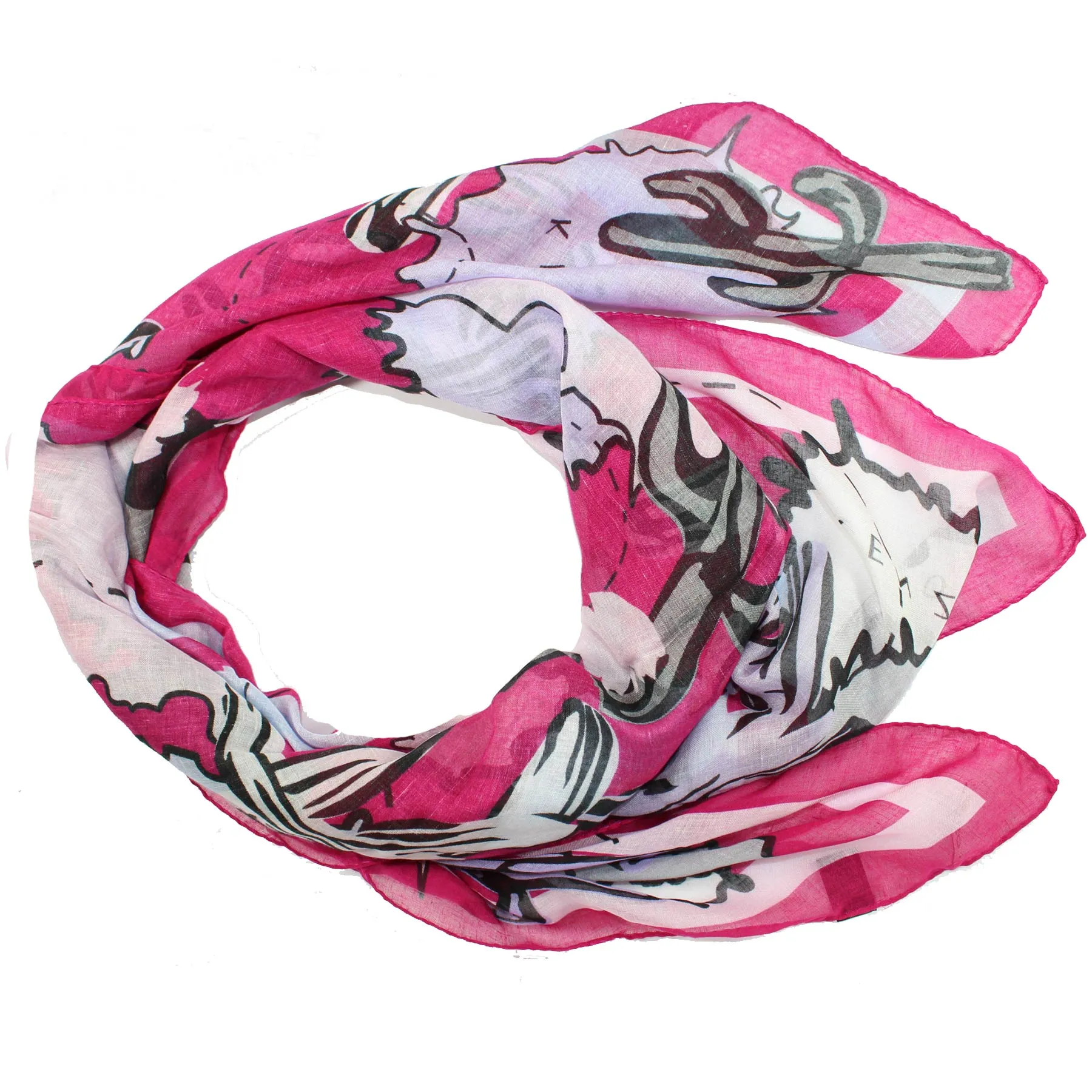 Kenzo Scarf Fuchsia Logo & Cactus Design - Extra Large Modal Linen Wrap FINAL Sale