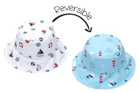 Kids UPF50  Patterned Sun Hat (M)- Nautical