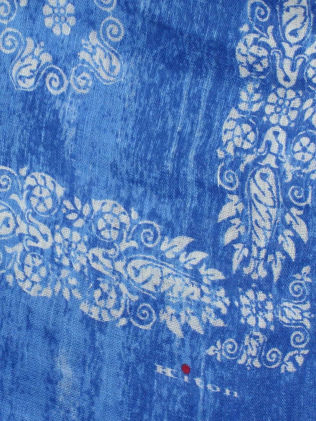 Kiton Linen Scarf Royal Blue Floral SALE