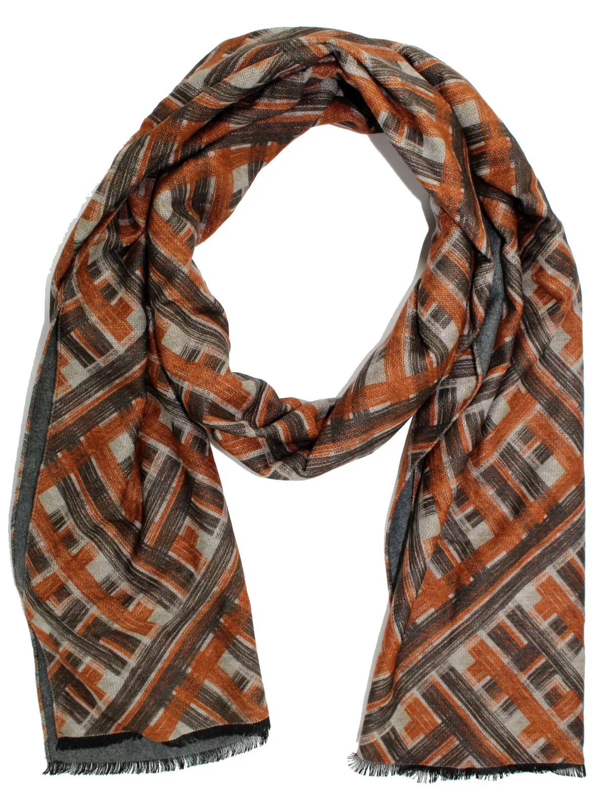 Kiton Scarf Brown Gray Black Design Silk FINAL SALE