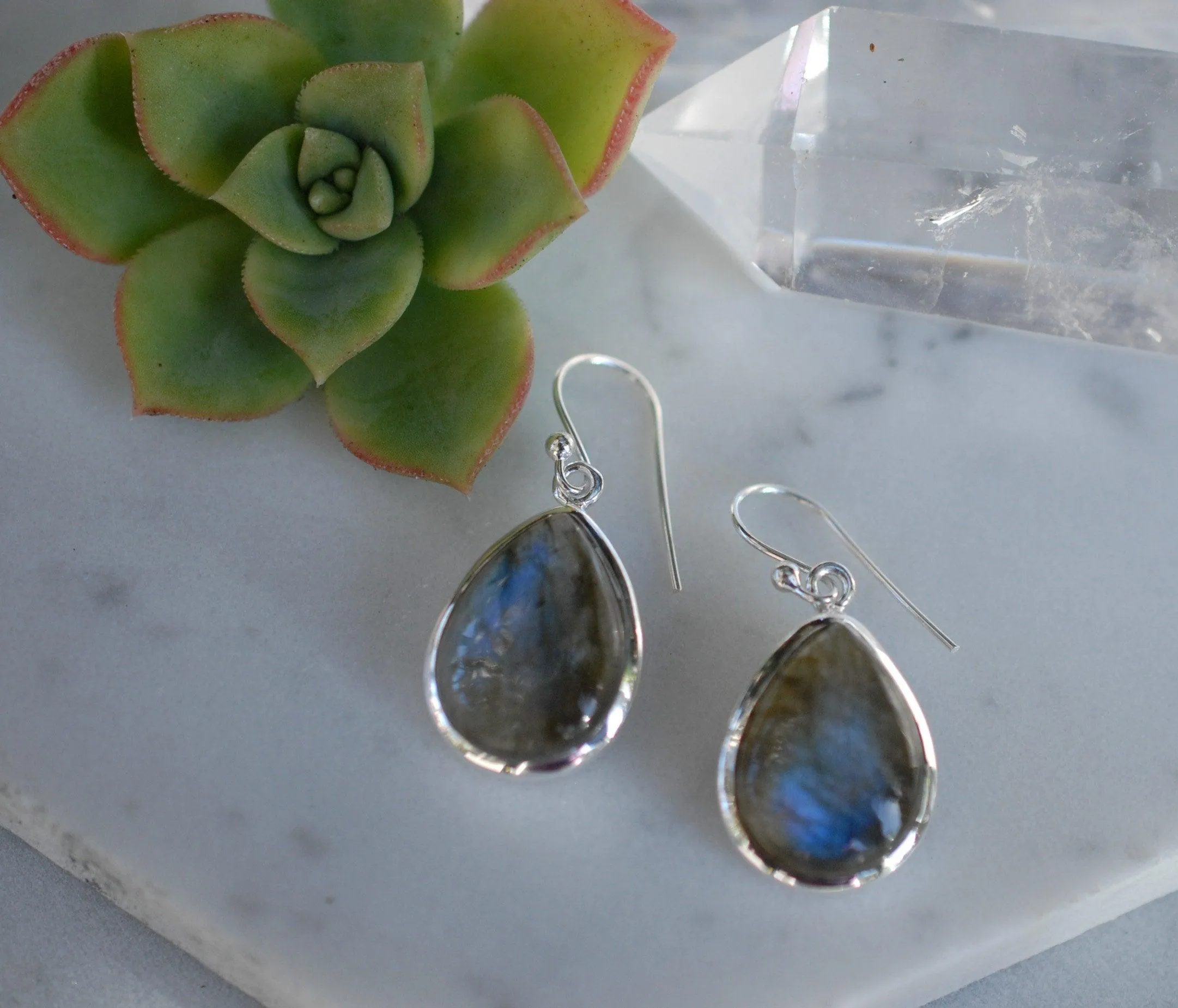 Labradorite Earrings ~ Sterling Silver 925 ~ME001