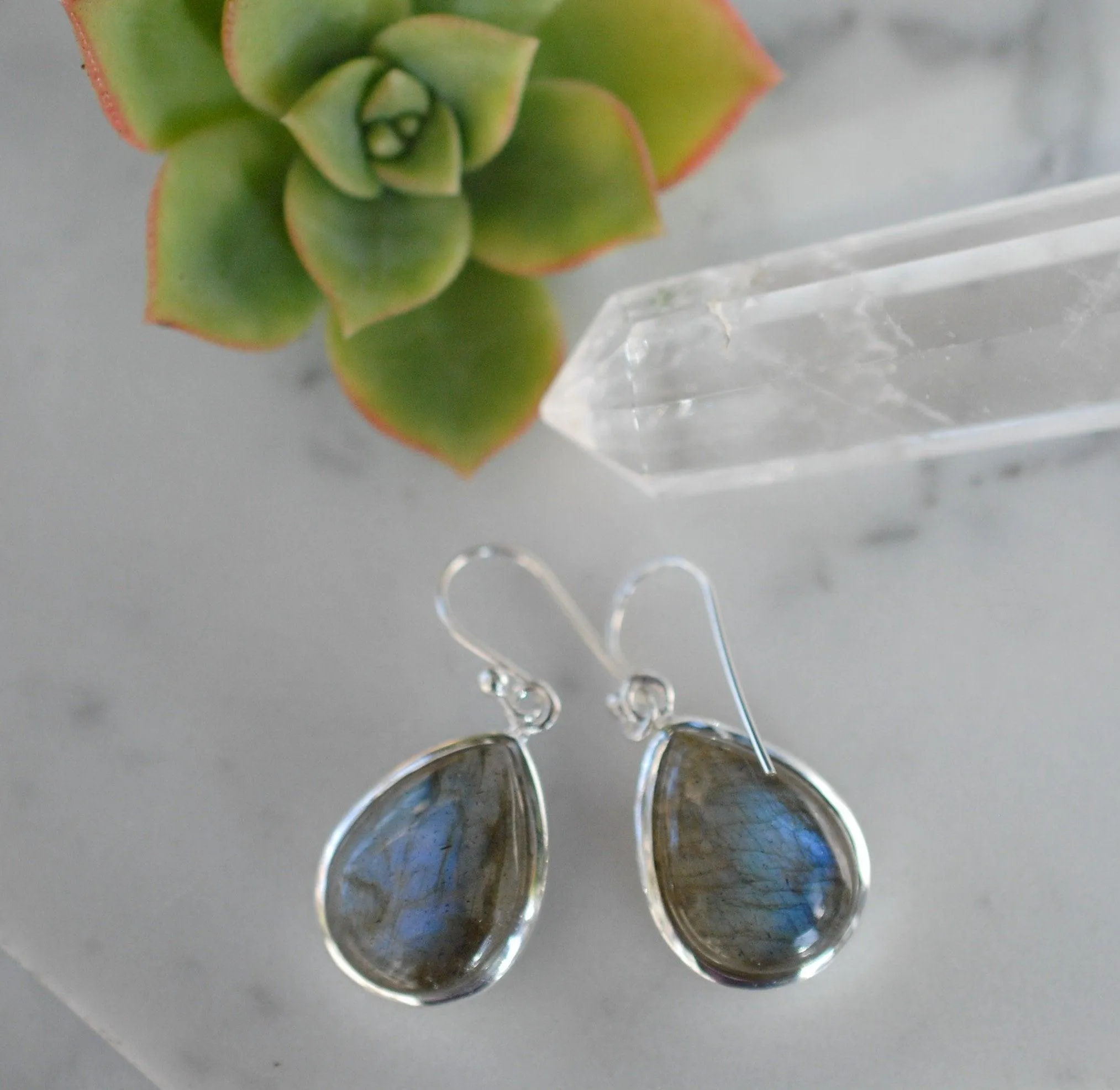 Labradorite Earrings ~ Sterling Silver 925 ~ME001