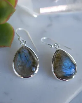 Labradorite Earrings ~ Sterling Silver 925 ~ME001