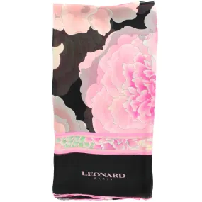 Leonard Paris Scarf Black Pink Floral - Chiffon Silk Shawl SALE