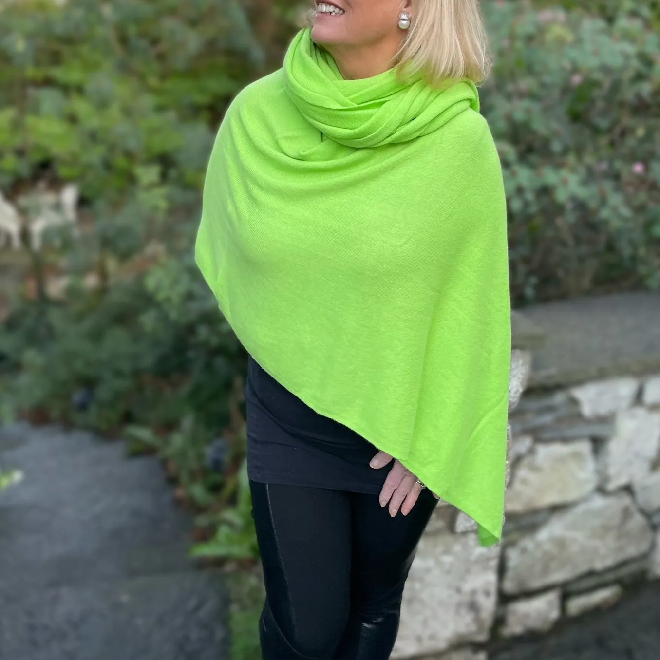 Lime Green Cashmere Poncho