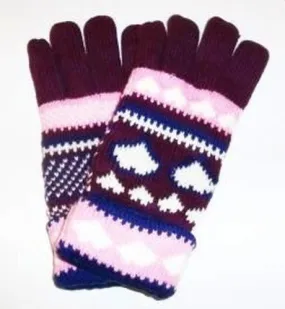 Lined Winter Knit Gloves in Heart Designs