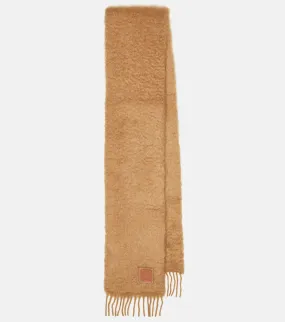 Loewe mohair and wool blend scarf, brown