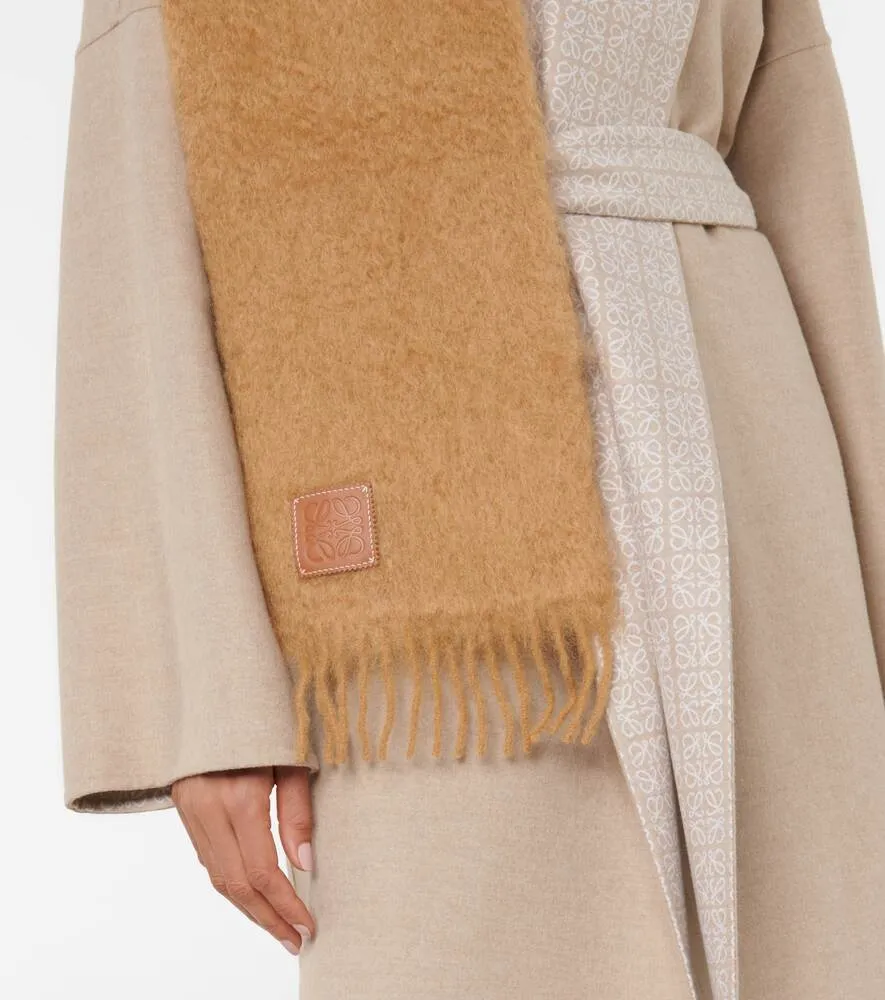 Loewe mohair and wool blend scarf, brown