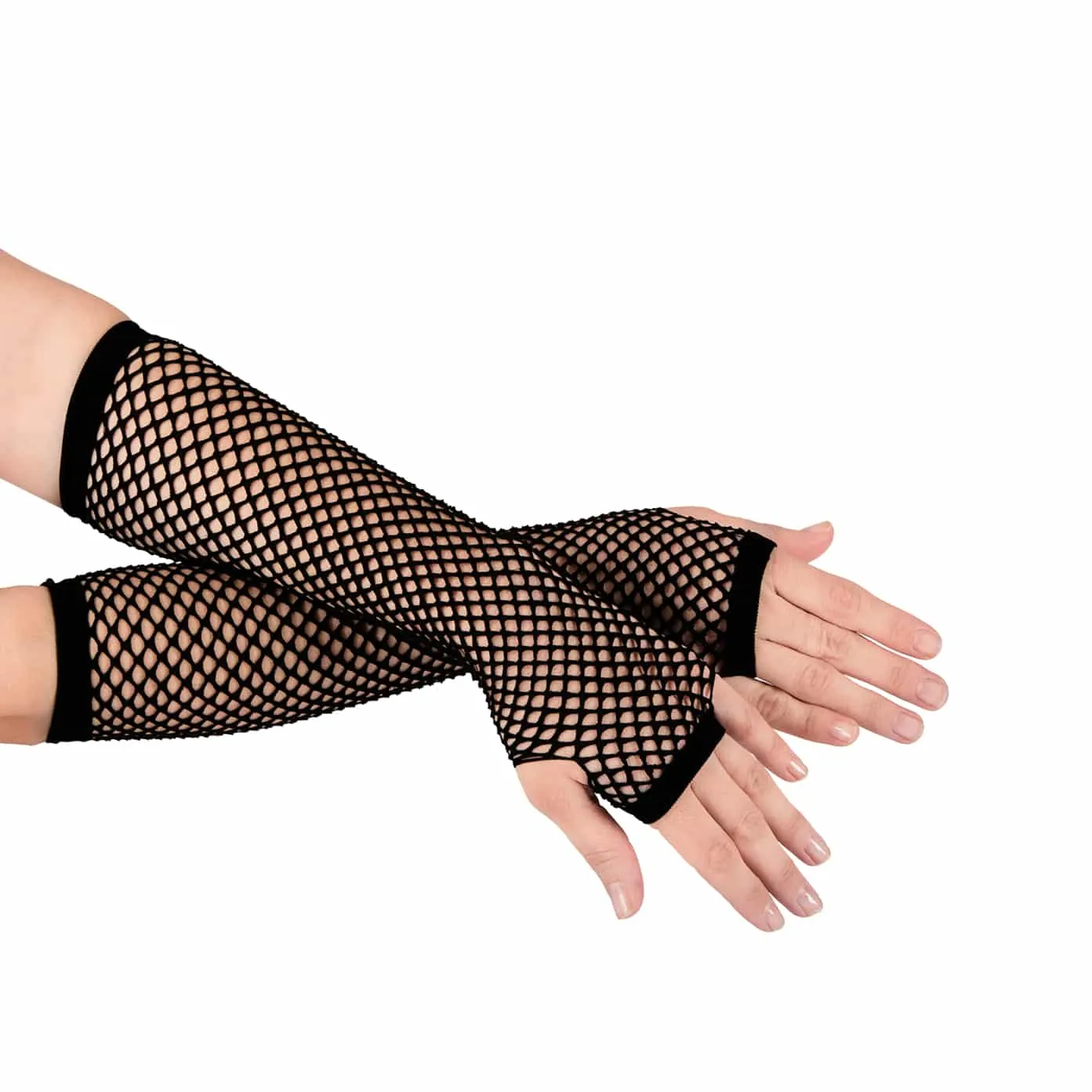 Long Fingerless Fishnet Gloves