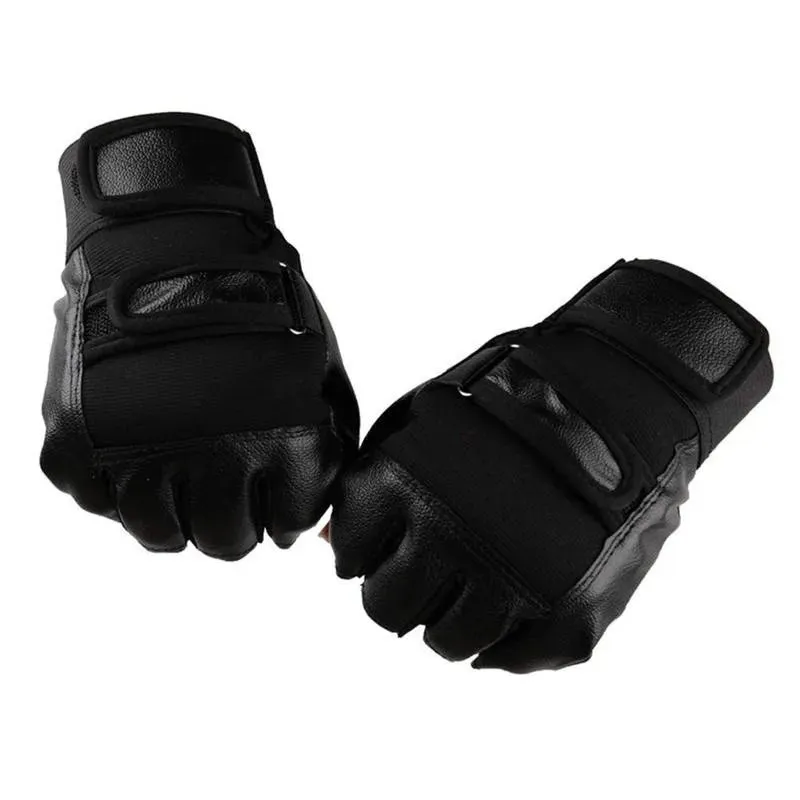 Men PU Cycle Fingerless Gloves Waterproof Half Finger Gloves for Outdoor Bike  Motorcycle