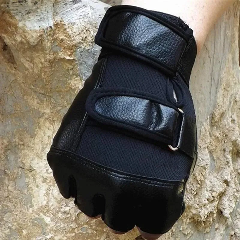 Men PU Cycle Fingerless Gloves Waterproof Half Finger Gloves for Outdoor Bike  Motorcycle