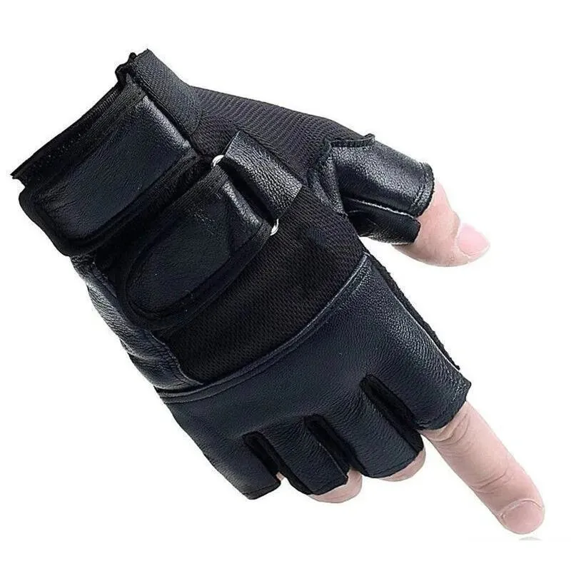 Men PU Cycle Fingerless Gloves Waterproof Half Finger Gloves for Outdoor Bike  Motorcycle