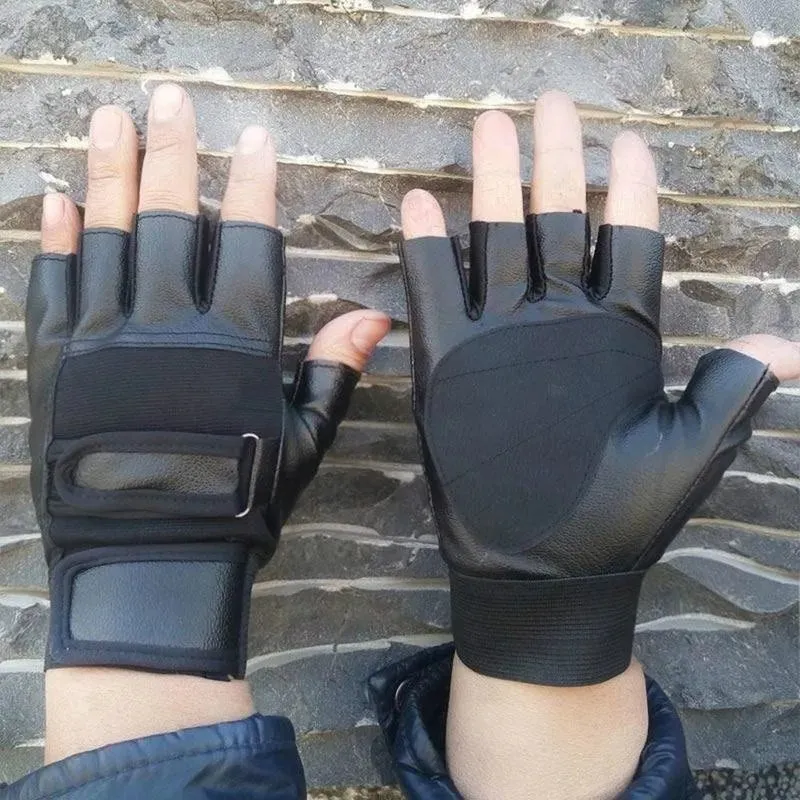 Men PU Cycle Fingerless Gloves Waterproof Half Finger Gloves for Outdoor Bike  Motorcycle