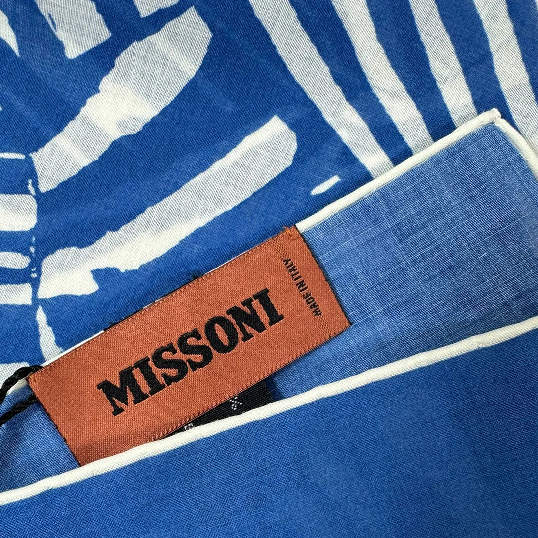 Missoni Small Cotton Scarf Blue White Women Collection