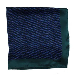 Missoni Small Silk Scarf Royal Blue Herringbone Green SALE