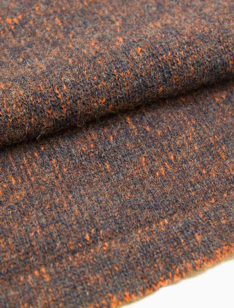 Navy & Orange Solid Reversible Knitted Wool & Cashmere Scarf