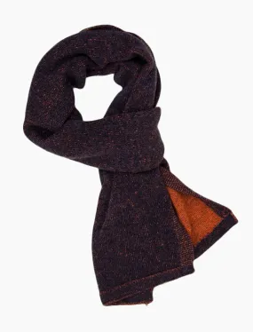 Navy & Orange Solid Reversible Knitted Wool & Cashmere Scarf