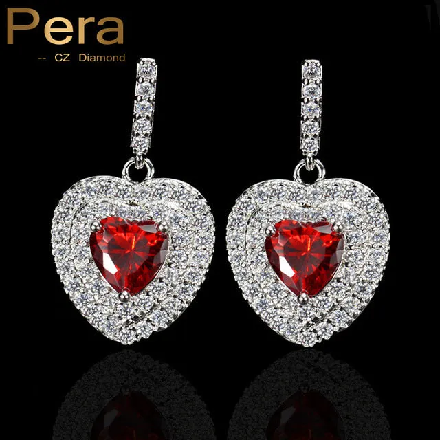 New Arrival Women Daily Party 925 Sterling Silver Big Heart Yellow And White Cubic Zirconia Drop Earrings For Gift