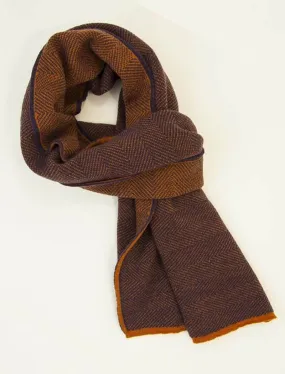 Orange & Purple Reversible Herringbone Knitted Wool Scarf