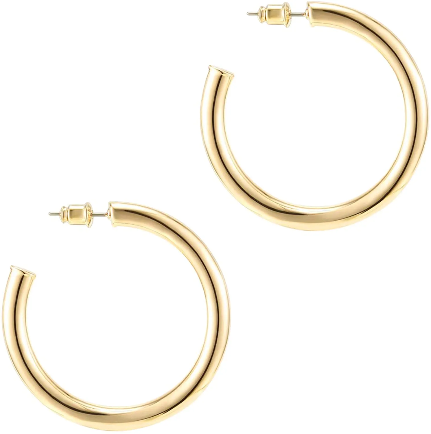 PAVOI 14K Gold Plated Hoop Earrings For Women | 3.5mm Thick Infinity Gold Hoops Women Earrings | Gold Plated Loop Earrings For Women | Lightweight Hoop Earrings Set For Girls