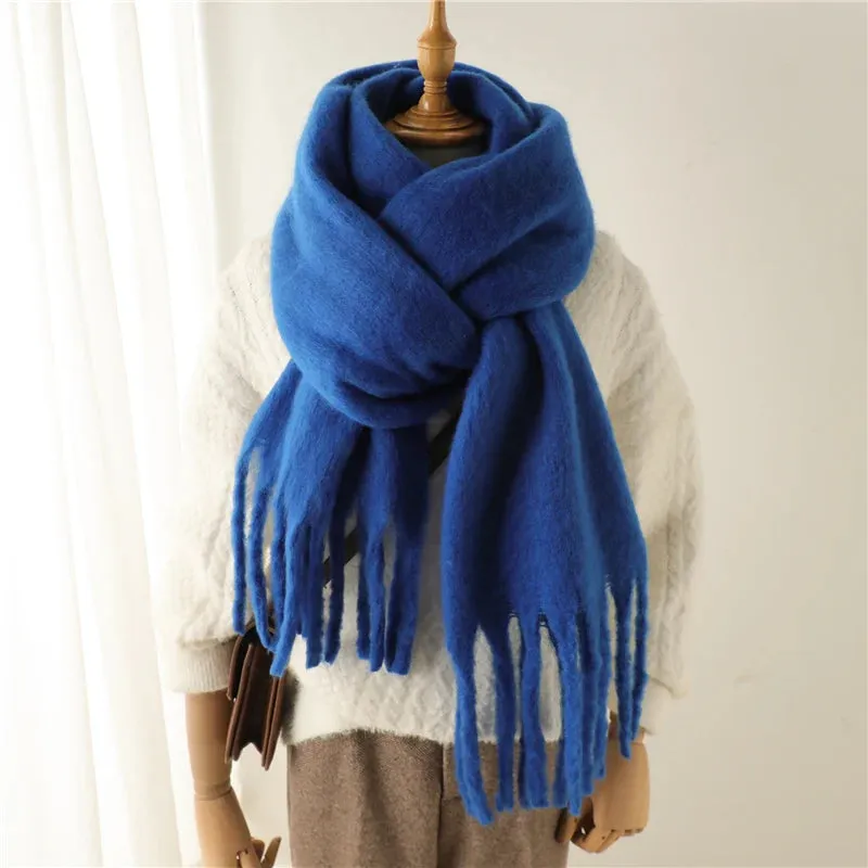 Plain Tassel Wool Scarf