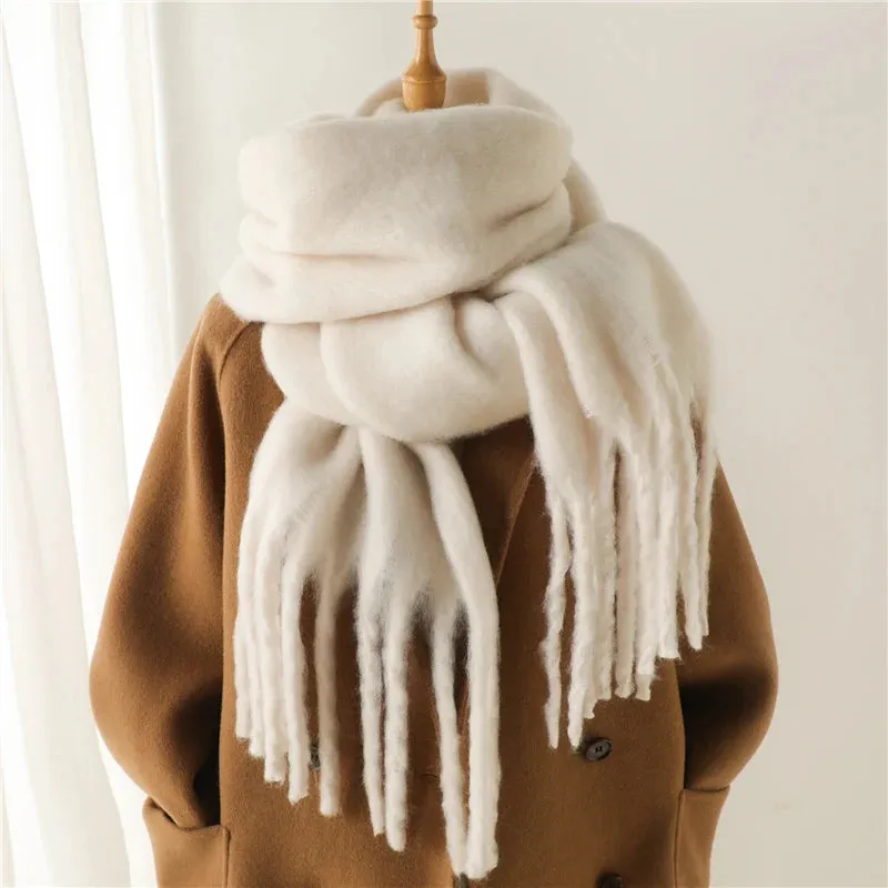 Plain Tassel Wool Scarf